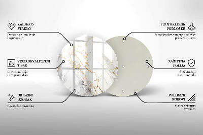 Glasplaat voor grafkaars Licht marmer met goud