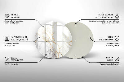 Glasplaat voor grafkaars Licht marmer met goud