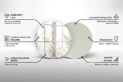 Glasplaat voor grafkaars Licht marmer met goud