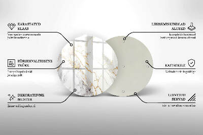 Glasplaat voor grafkaars Licht marmer met goud