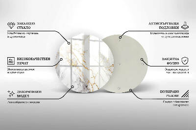 Glasplaat voor grafkaars Licht marmer met goud