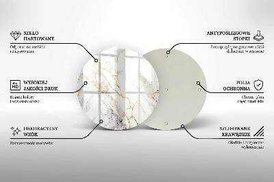 Glasplaat voor grafkaars Licht marmer met goud