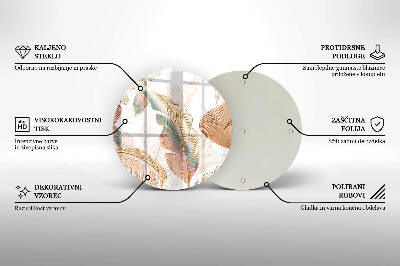 Glasplaat voor grafkaars Boho veren en bladeren