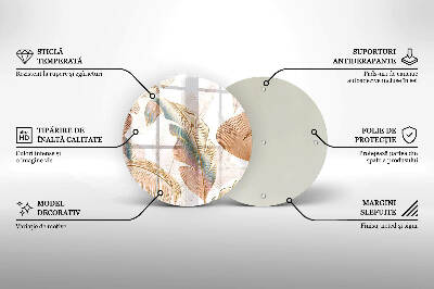 Glasplaat voor grafkaars Boho veren en bladeren