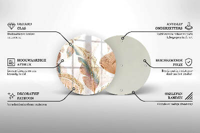 Glasplaat voor grafkaars Boho veren en bladeren