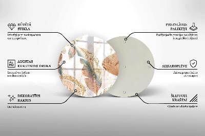 Glasplaat voor grafkaars Boho veren en bladeren