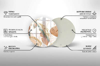 Glasplaat voor grafkaars Boho veren en bladeren