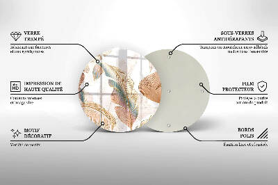 Glasplaat voor grafkaars Boho veren en bladeren