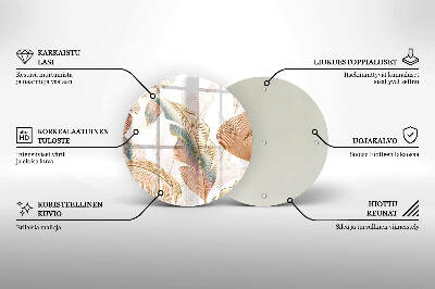 Glasplaat voor grafkaars Boho veren en bladeren