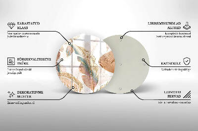 Glasplaat voor grafkaars Boho veren en bladeren