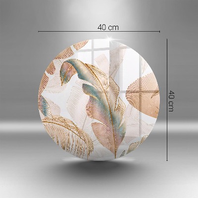 Glasplaat voor grafkaars Boho veren en bladeren