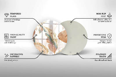 Glasplaat voor grafkaars Boho veren en bladeren