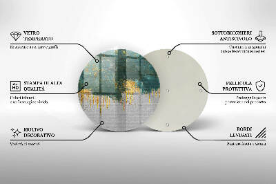Glasplaat voor grafkaars Abstractie met goud
