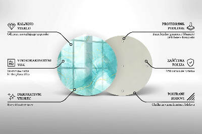 Glasplaat voor grafkaars Blauw en goud abstractie