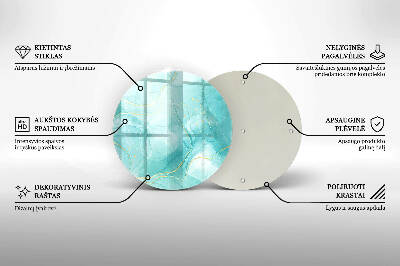 Glasplaat voor grafkaars Blauw en goud abstractie
