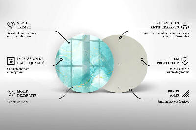 Glasplaat voor grafkaars Blauw en goud abstractie