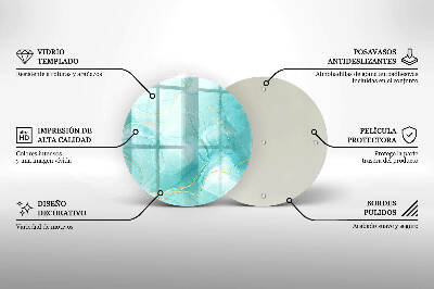 Glasplaat voor grafkaars Blauw en goud abstractie
