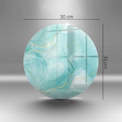 Glasplaat voor grafkaars Blauw en goud abstractie