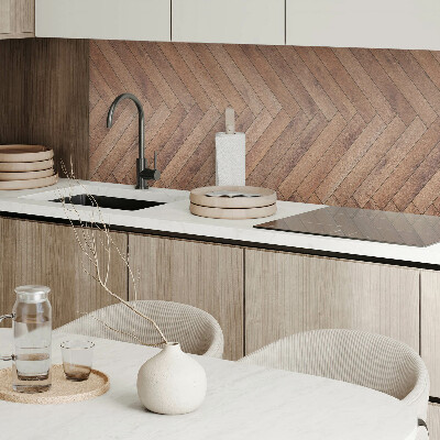 Zelfklevend wandpaneel Planken gerangschikt in een visgraatmotief