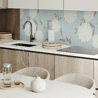 Vinyl wandpaneel Bloemenmotief met groene bladeren