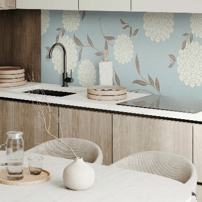 Vinyl wandpaneel Bloemenmotief met groene bladeren