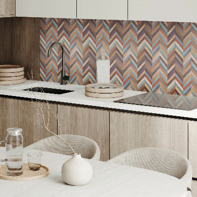 Zelfklevend wandpaneel Visgraatpatroon in houten stijl