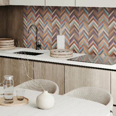 Zelfklevend wandpaneel Visgraatpatroon in houten stijl