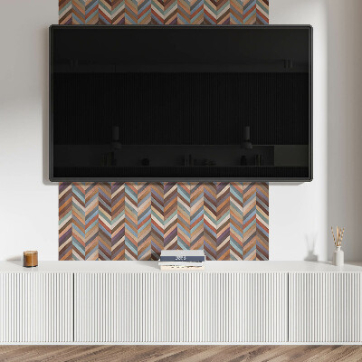 Zelfklevend wandpaneel Visgraatpatroon in houten stijl