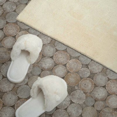 Vinyl wandpaneel Motief van een ronde houten pot