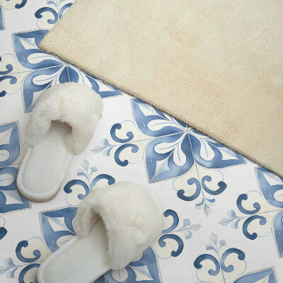 Vinyl wandpaneel Bloemenmotief op tegels