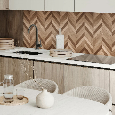 Wandpaneel pvc Visgraatmotief met houten accent