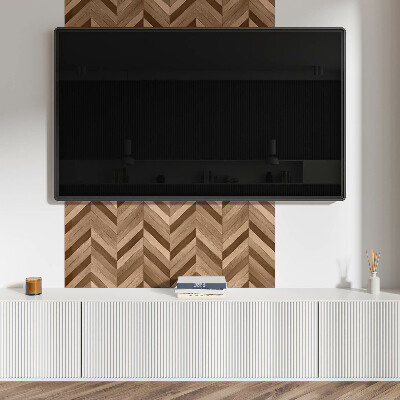 Wandpaneel pvc Visgraatmotief met houten accent