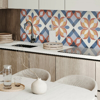 Vinyl wandpaneel Bloemmotief in geometrische stijl