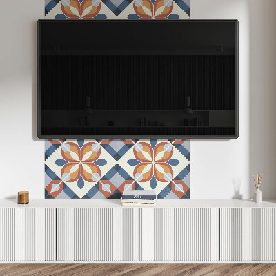 Vinyl wandpaneel Bloemmotief in geometrische stijl