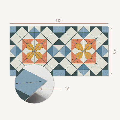 Wandpaneel pvc Bloemenmotief in geometrische vormen