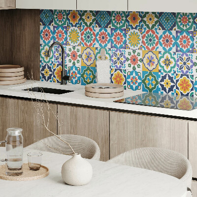 Vinyl wandpaneel Bloemen- en geometrische composities