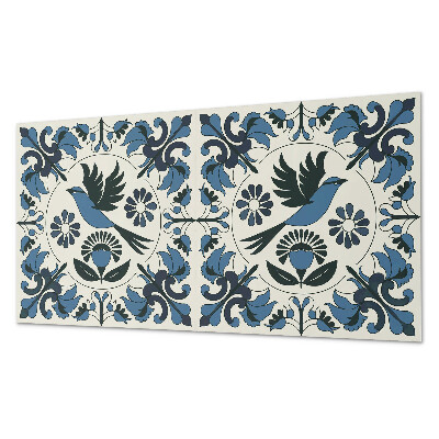 Wandpaneel pvc Vogelmotief tussen kleurrijke bloemen