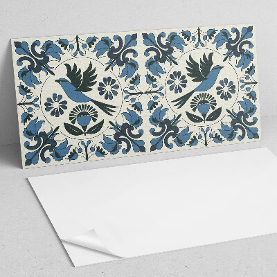 Wandpaneel pvc Vogelmotief tussen kleurrijke bloemen