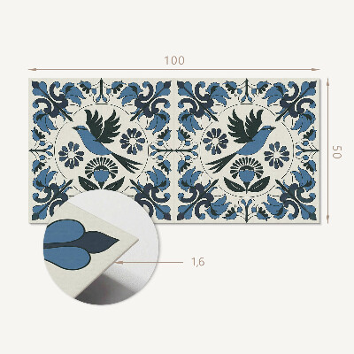 Wandpaneel pvc Vogelmotief tussen kleurrijke bloemen