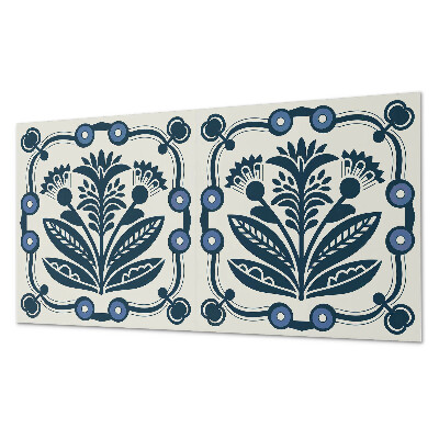 Vinyl wandpaneel Bloemenmotief met groene bladeren