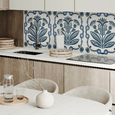 Vinyl wandpaneel Bloemenmotief met groene bladeren