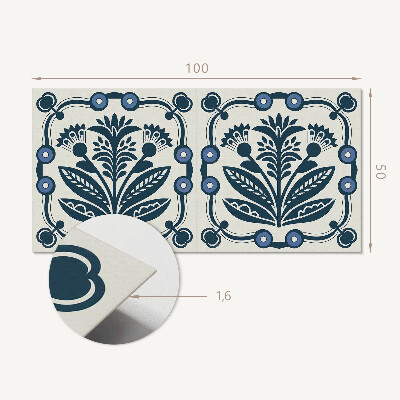 Vinyl wandpaneel Bloemenmotief met groene bladeren