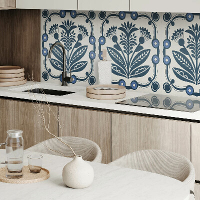 Vinyl wandpaneel Bloemenmotief met groene bladeren