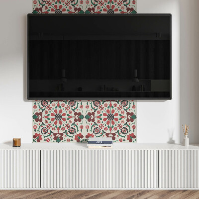 Vinyl wandpaneel Bloemenharmonie in een symmetrische stijl