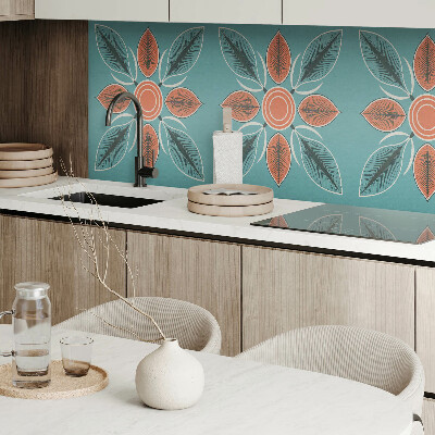 Vinyl wandpaneel Bloemenmotief met groene bladeren