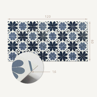 Zelfklevend wandpaneel Bloemenmotief op tegels