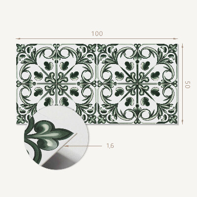 Zelfklevend wandpaneel Een plantenpatroon in de vorm van een tegel