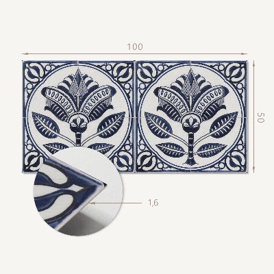 Wandpaneel pvc Bloemmotief in keramische stijl