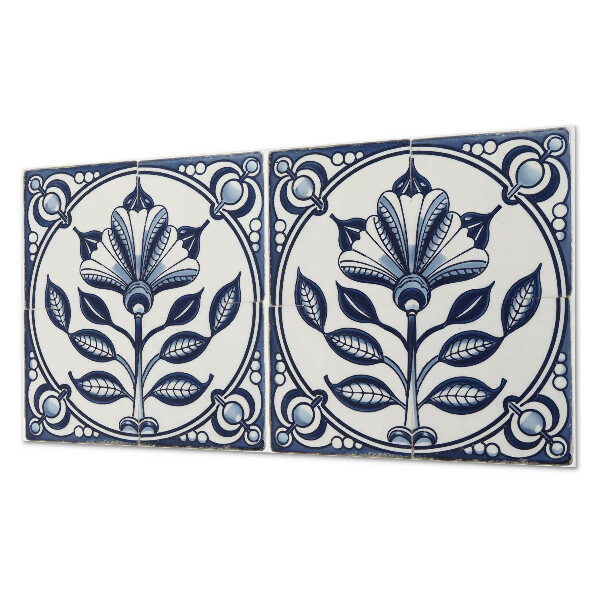 Vinyl wandpaneel Bloemenmotief op de tegel