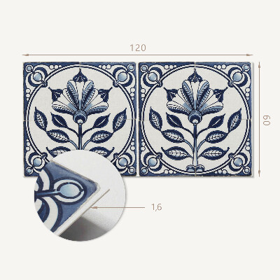 Vinyl wandpaneel Bloemenmotief op de tegel